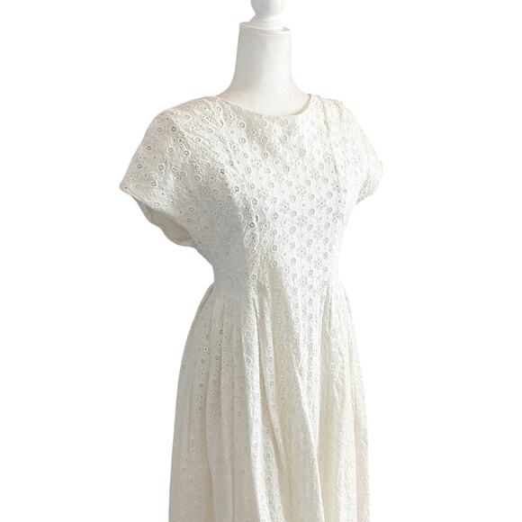 Merlette Millais Broderie Anglaise Cotton Midi Dress Size Medium - Picture 4 of 11